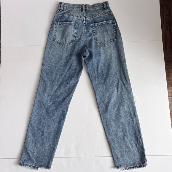 PacSun Women's Blue Ripped Straight Leg Jeans - Picture 8 of 10
